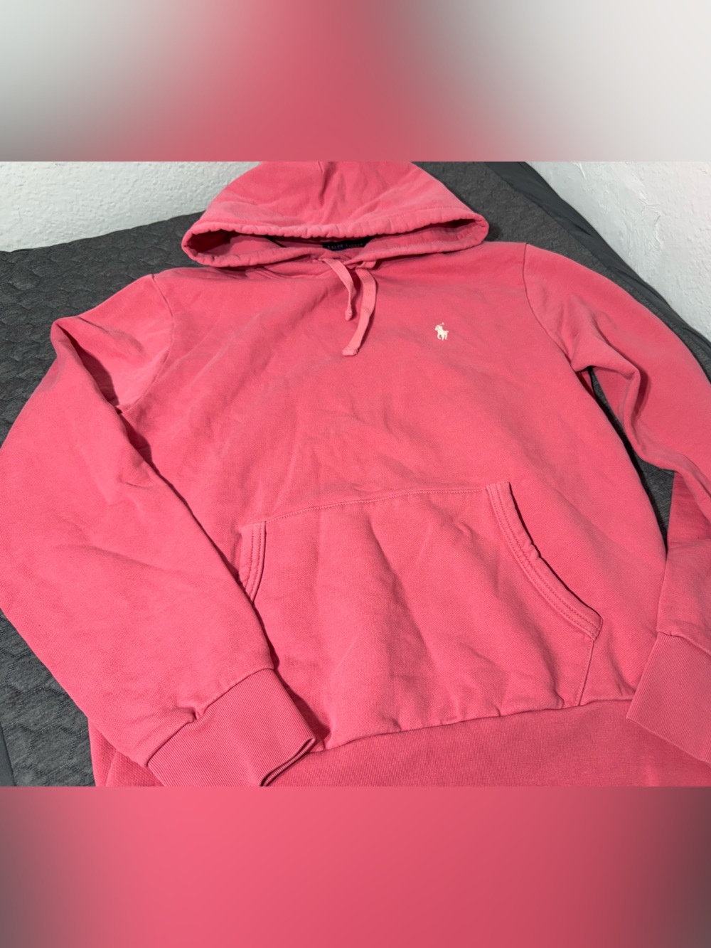 Polo Ralph Lauren Hoodie Womens Small Pink Garment Dyed Fleece Pony Logo